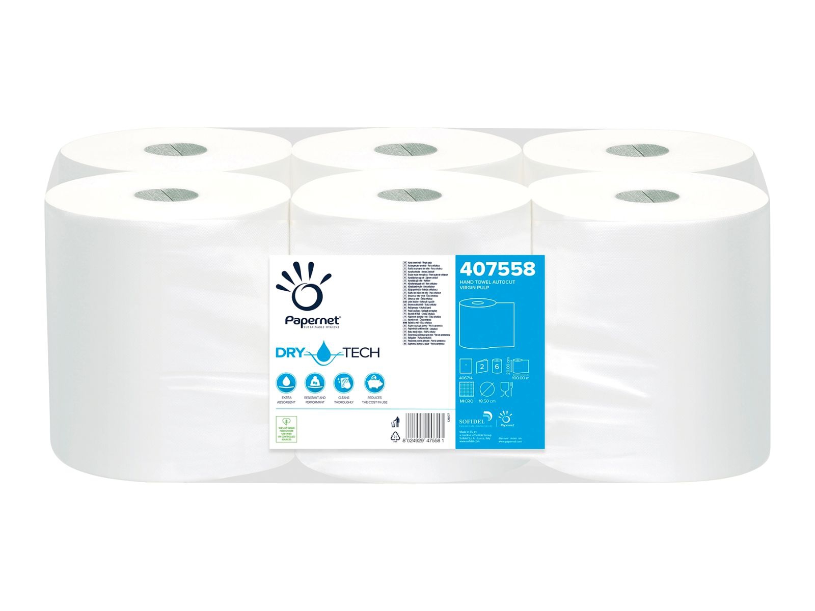 Ręcznik x6 Papernet Autocut 407558 TAD Celuloza Super Chłonny 6 Rolek x 100m